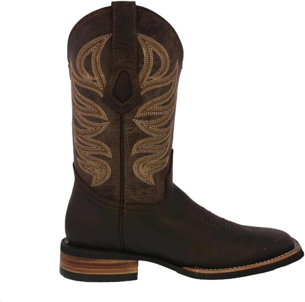 Texas Legacy Mens Brown Western Dress Cowboy Boots Classic Leather Rubber Sole Square Toe