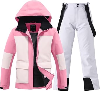 HOTIAN Womens Skisuit Ski Jackets and Pants Set Windproof Waterproof Insulated Snowsuit Winter Warm Snowboarding Snow Coat