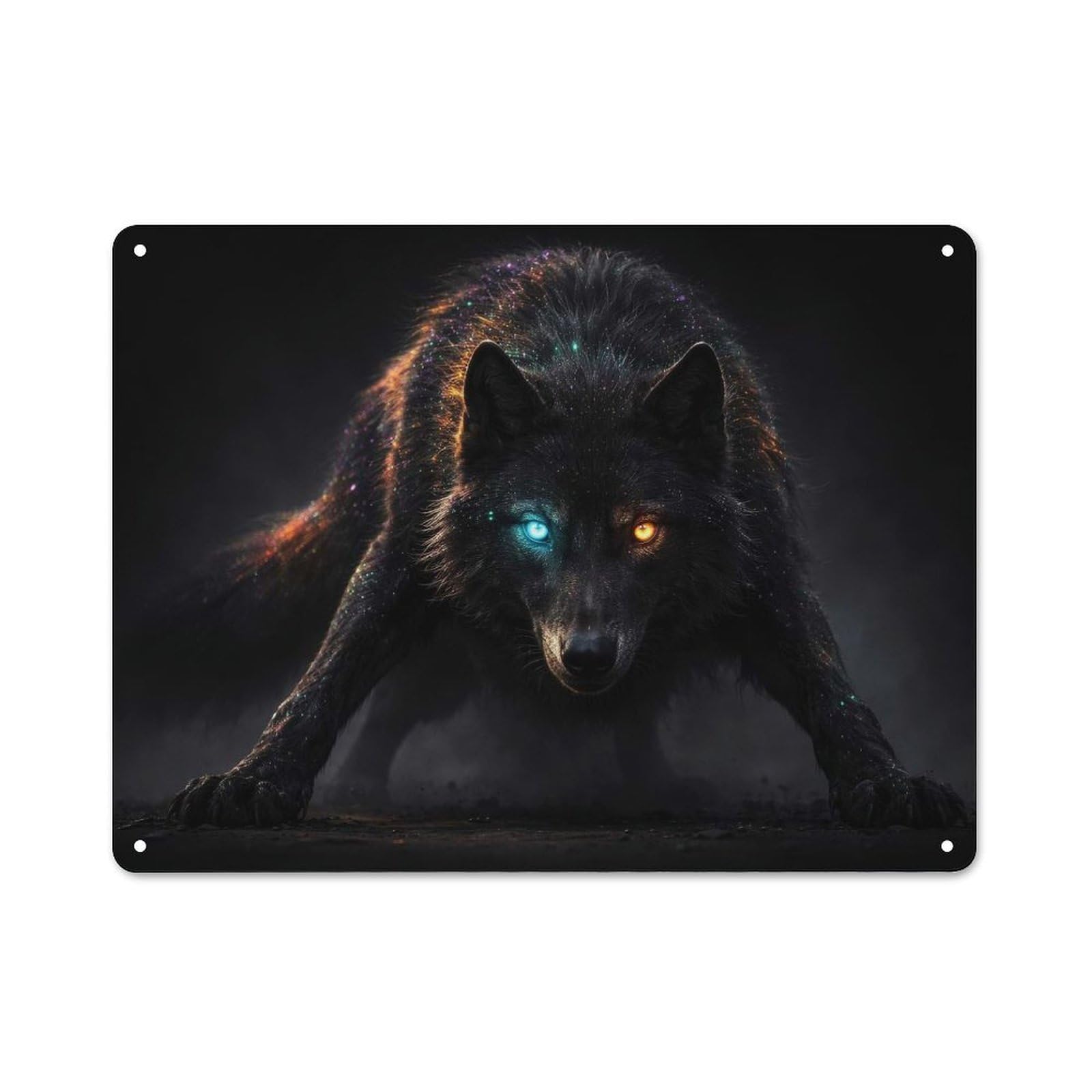 Junmoney Style-21 Classic Mystical Wolf With Heterochromia Eyes Metal Sign 30X40cm, Classic Pub Decor For Diner, Restaurant, Shed Or Kitchen