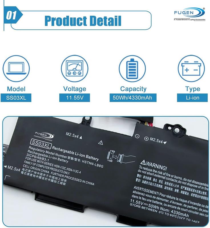 Fugen Laptop Battery for H-P SS03XL EliteBook 840 846 G5 G6 ZBook 14 Edition MT44 836 745 840 MT45 830 745 ZBook 735 G5 MT44 - Image 4