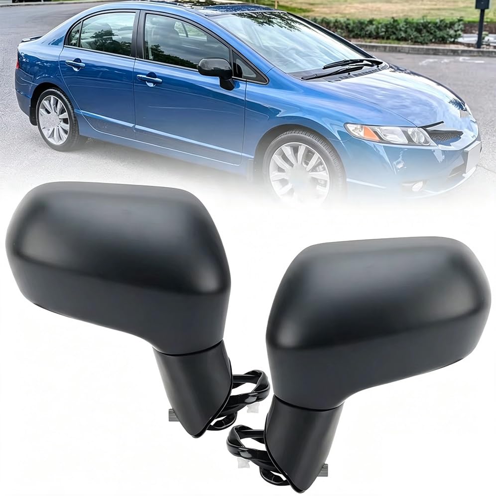 Accessoires de rétroviseur latéral pliant manuel apprêt noir pour Civic - 5