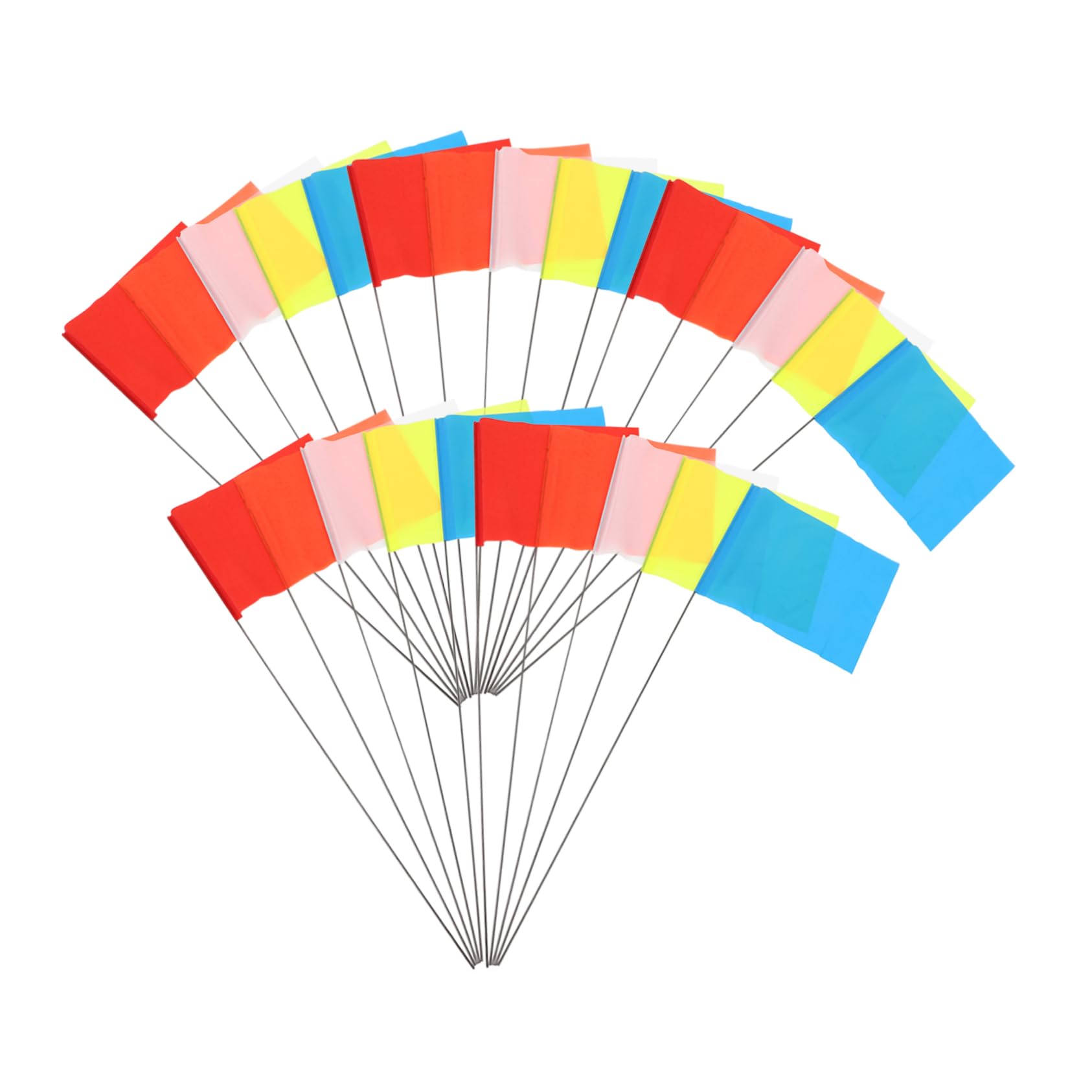 Drapeaux de marquage de pelouse multicolores avec mâts robustes en fil de fer pour jardin x50