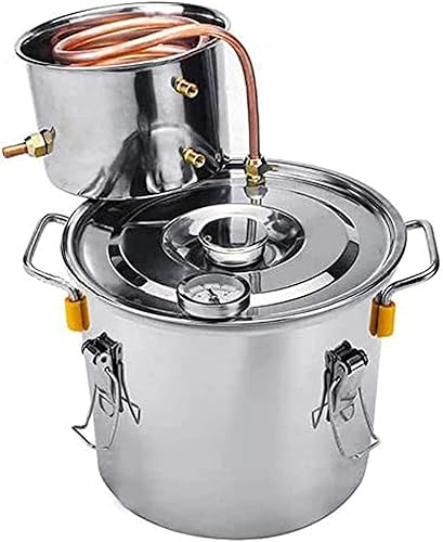Destilador de acero inoxidable con condensador de tubo de cobre, kit de preparación casera con termómetro, para bricolaje, 6 l1.5 galones