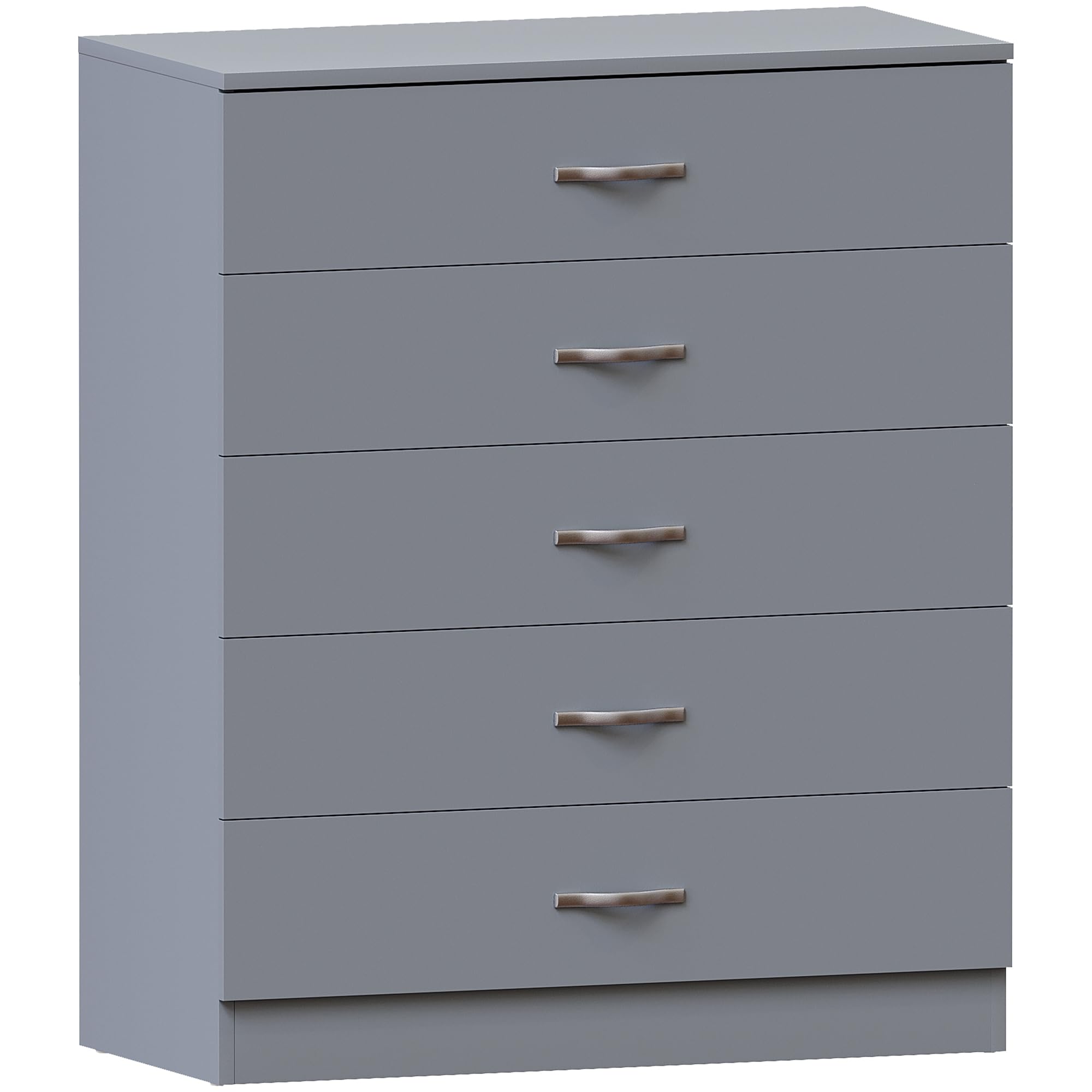 Riano 5 Drawer Chest of Drawers, Metal Handles & Runners, Anti-Bowing Drawer Support, Bedroom, Nursery Furniture, Grey