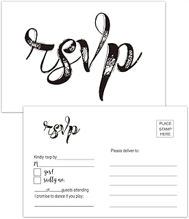 50 Blank RSVP Cards, RSVP Postcards, RSVP Reply, Response Return Card for Wedding, Rehearsal Dinner, Baby Shower, Bridal Shower, Birthday Party Invitation, No Envelopes Needed, Rustic Wedding Themed