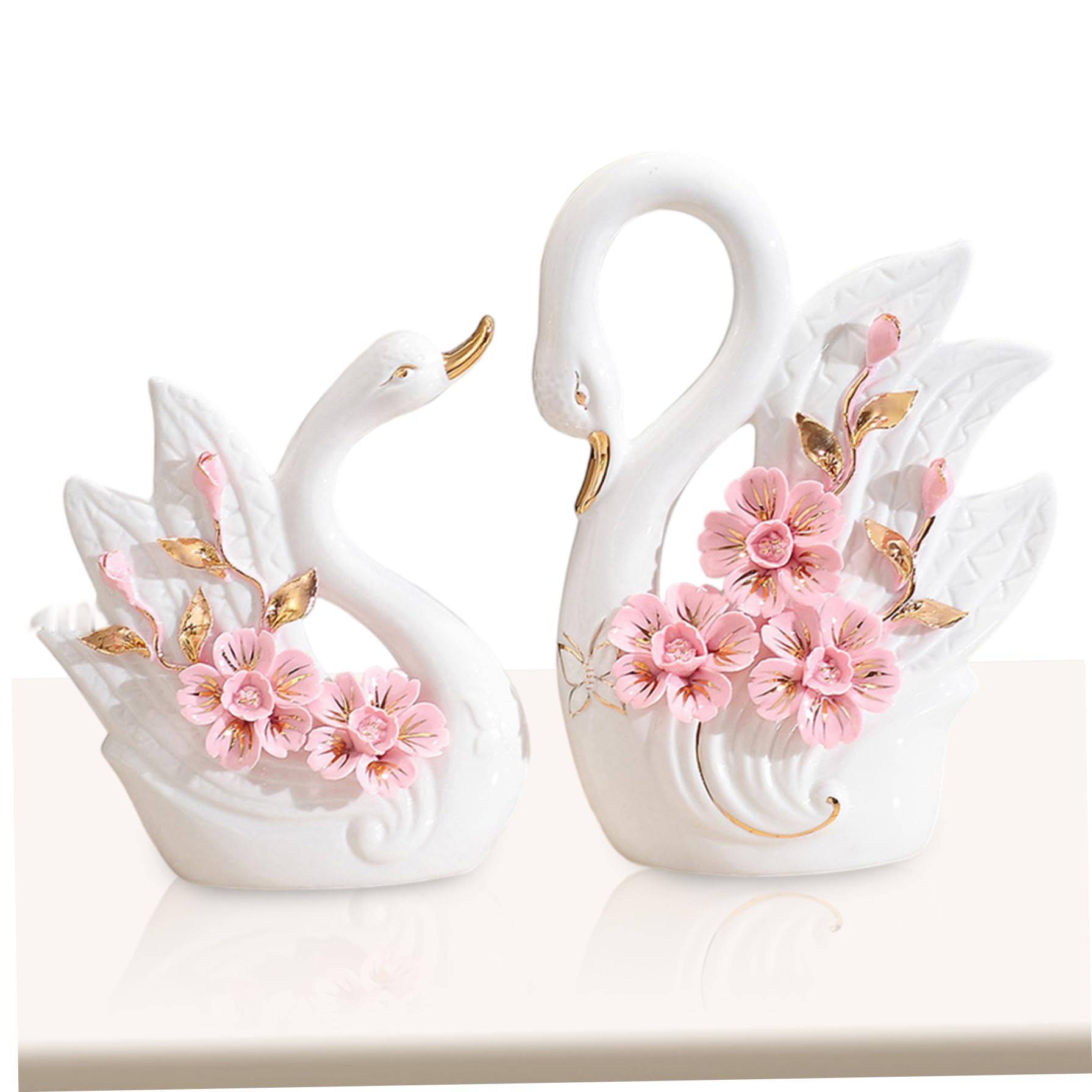 Figurines de cygne Gcroet, sculpture animale en céramique blanche pour décoration de bureau