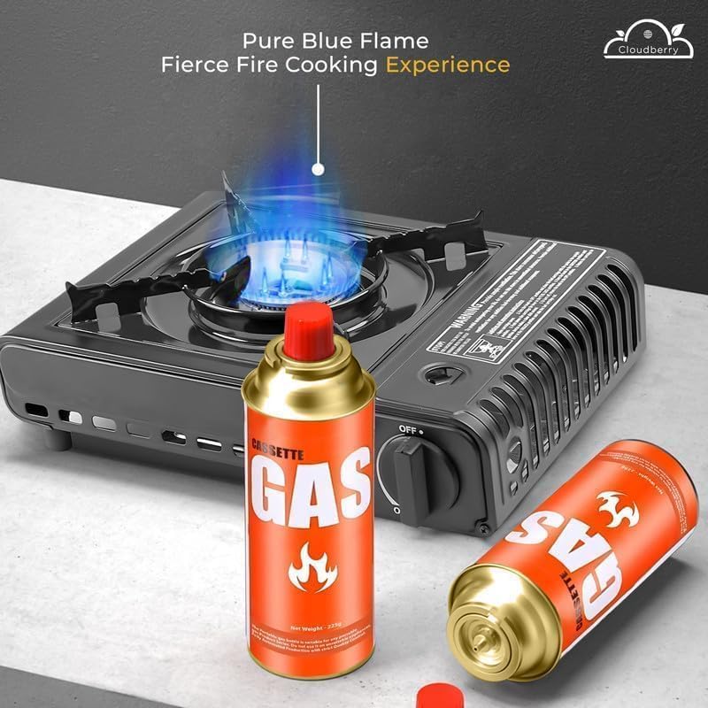 Image of 225G Refillable Butane Gas Canister - High-Performance Fuel for Lighters, Small Stoves, Flame Torches, Welding, Soldering, Food Baking, and Burners, Gas Torch Compatible, Camping Use | Portable Gas Range, Gas Torch Compatible, Camping Use