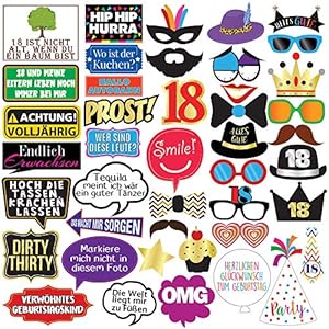 Sterling James Co. Fotorequisiten für 18. Geburtstag – 40Stk. – Lustige Props für Geburtstagspartys, Deko und Geschenke