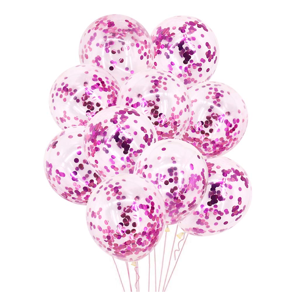 Time to Sparkle 100pcs 12'' Confetti Party Latex Balloons for Birthday Wedding Shower Christmas Decorations, Confetti-Pink