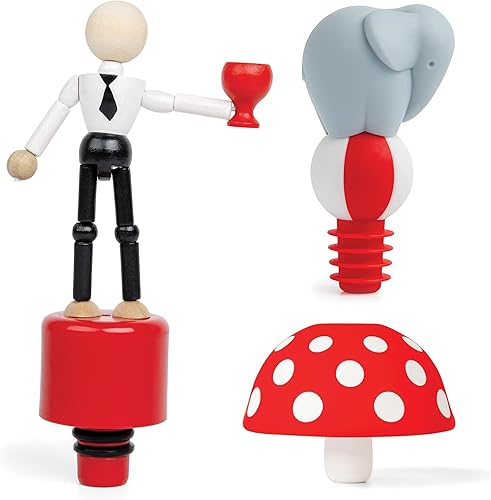 Miniatura 1 de OTOTO - Embudo de cocina plegable de hongos mágicos, tapón de vino desperdiciado y tapones para botellas de vino Phil  Paquete de 3 divertidos