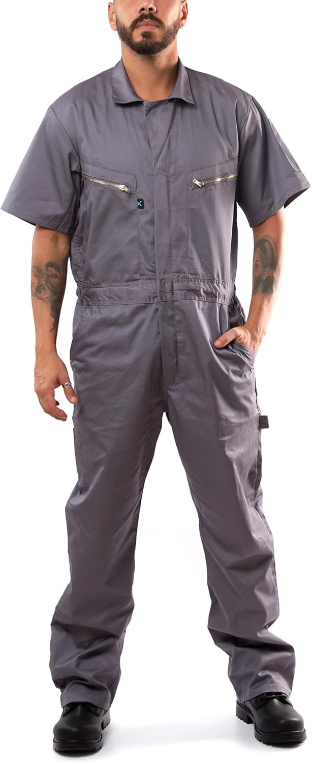 Kolossus Coveralls for Men Short Sleeve – Blended – Zippered – Pockets – Jumpsuit for Men