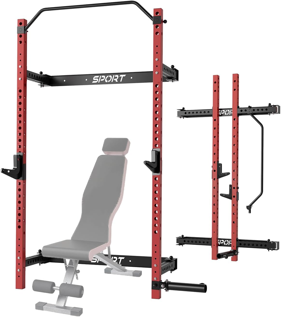 Folding Wall Mounted Squat Rack, 1000 Pounds Capacity Power