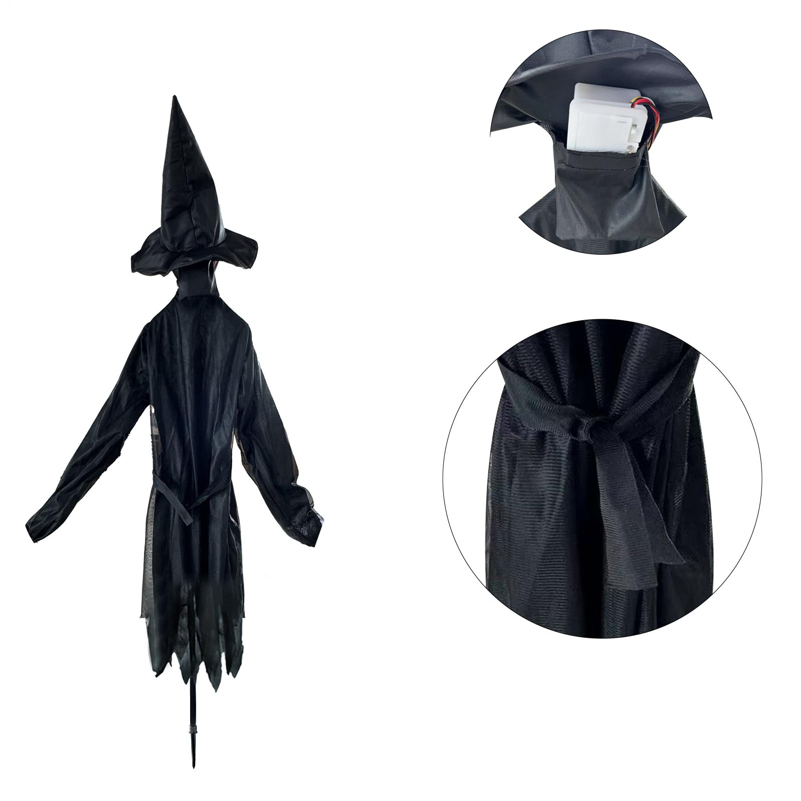 Dekoracje Halloween Na Zewnątrz Oświetlane Kije Czarownicy | Przerażający Pal Z Diodami Świecąca Twarz 150 Cm Na Ścieżkę Taras Nawiedzony Dom