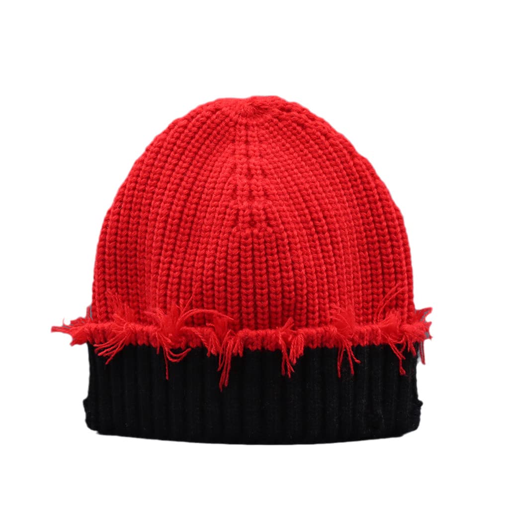 Zaiyi Women Winter Hat with Stitching Color Beanie Female Knitted Soft Striped Cashmere Beanie Hat