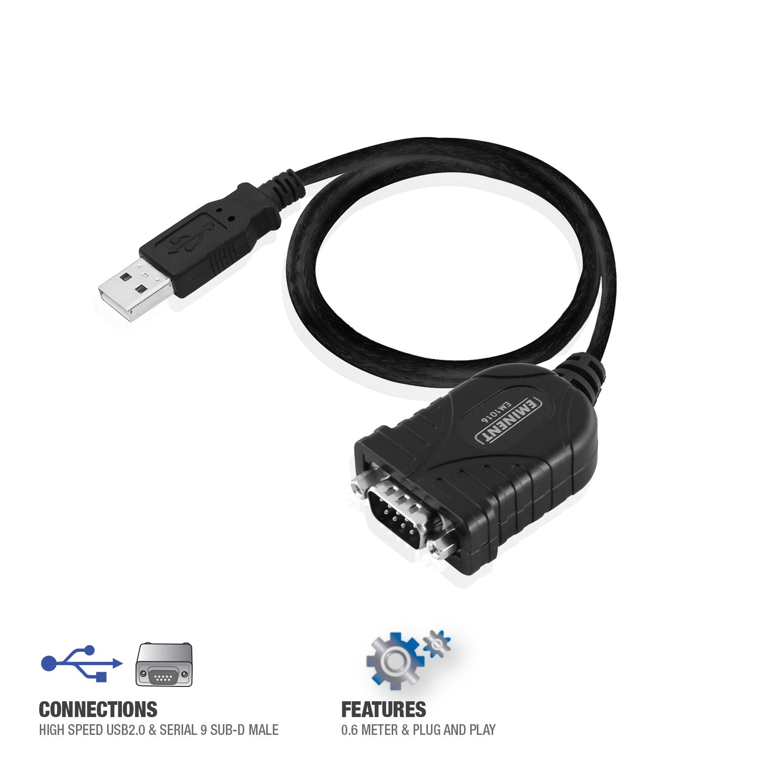 Eminent EM1016 USB auf Seriell Konverter, Hohe Leistung Schwarz