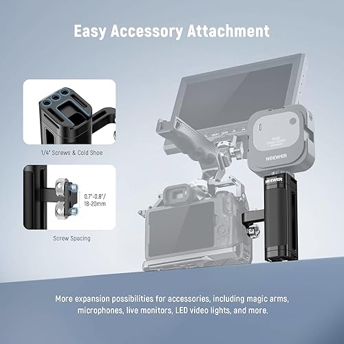 Miniatura 3 de NEEWER Agarre de mango lateral compatible con jaula de cámara SmallRig NEEWER, soporte ligero de mango de cámara con tornillos dobles de 14 pulgadas