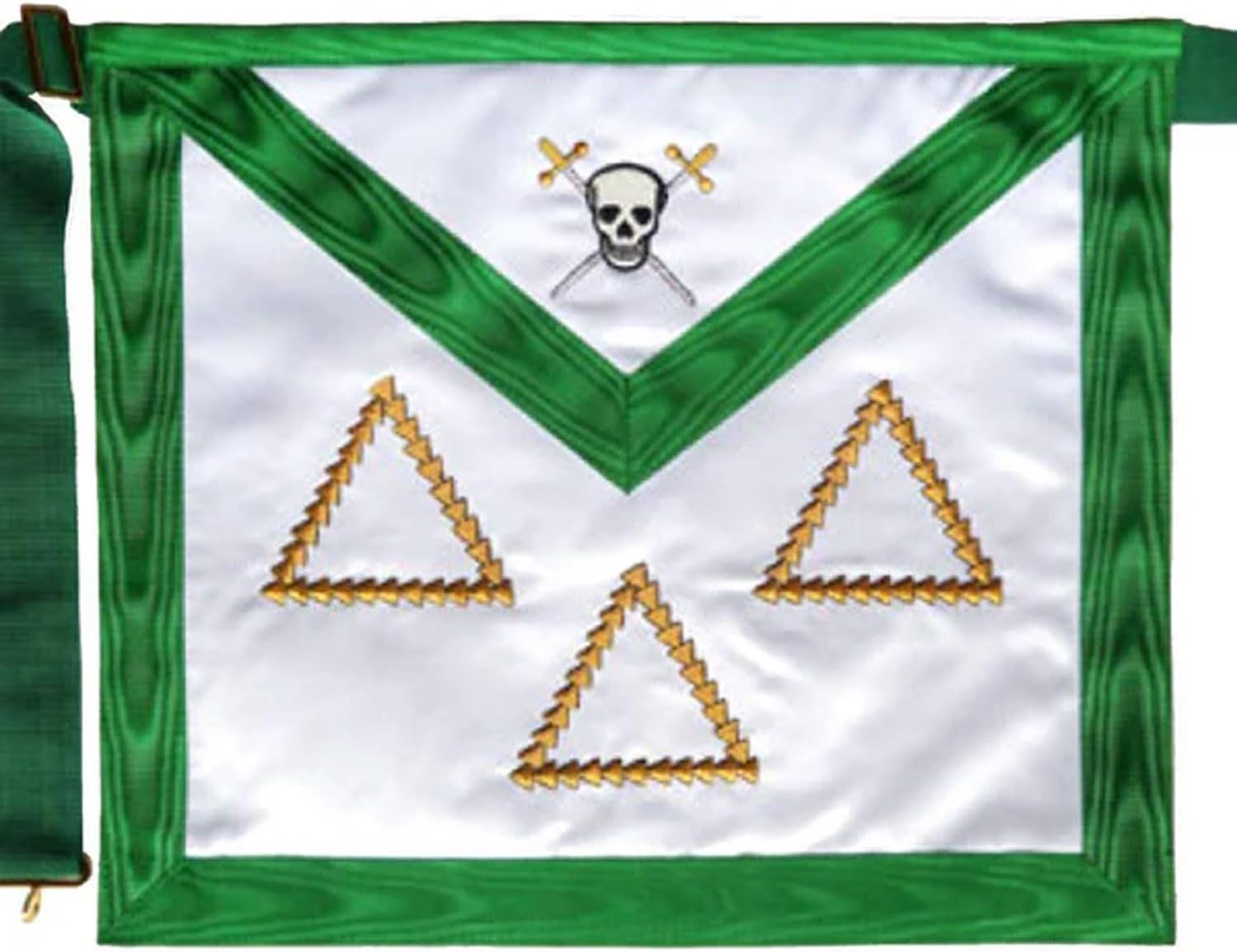 Bricks Masons 15th Degree Scottish Rite Apron - White & Green Moire