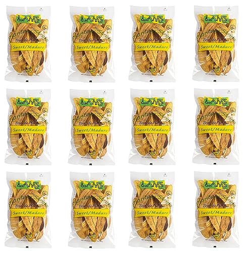 Lam's Plantain strips | Vegetable snacks | 2.1oz | 60g | Healthy snacks | Gluten Free | Banana Chips (Sweet/Maduro) | All Natural (pack 12)