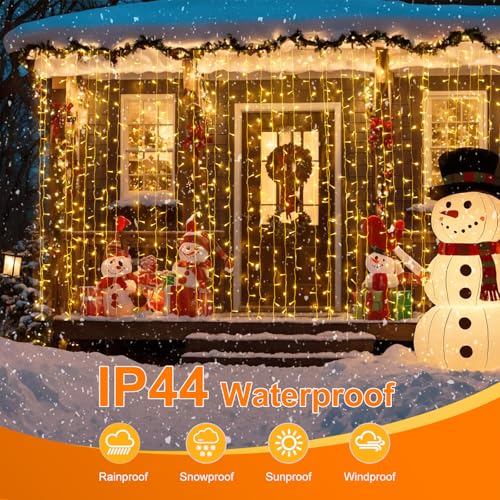 THKFUL 6x3M Curtain Lights Indoor Outdoor Plug in for Bedroom,594LED Long Hanging Curtain Fairy Lights Window Waterfall Light with Remote Timer Waterproof for Wall Balocny Gazebo Ceiling - Image 3