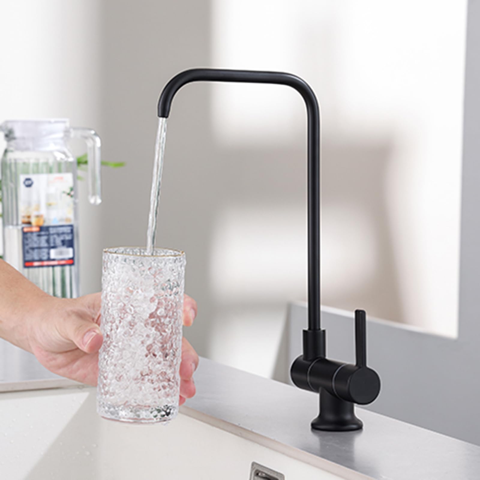 WDSOPK faucet Black Rotatable Folding Faucet Filter for Kitchen Sink Single Cooling Tap Pure Water