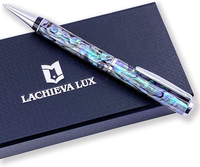 LACHIEVA luxury Handcrafted Sea Shell Abalone Metal Ballpoint Pen with Germany Schmidt P900M Refill, Elegant Gift for Writing, Nice Pen Gift for Men & Women and Every Holidays.