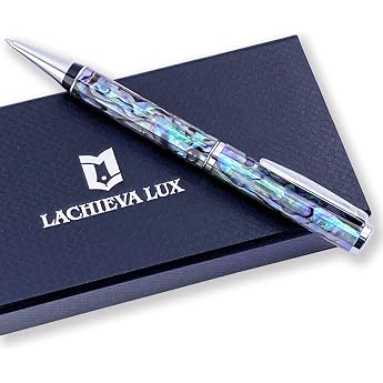 LACHIEVA LUX Abalone Mother of Pearl Ballpoint Pen Handmade - High Quality German Refill Ideal for Men and Women in the Office