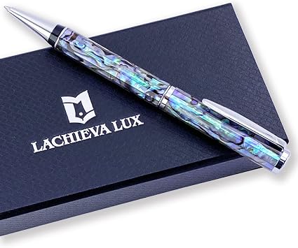 LACHIEVA LUX Luxury Handcrafted Abalone Shell Ballpoint Pen with German P900M Refill, Elegant Gift for Men & Women, Executive Pen in Elegant Gift Box