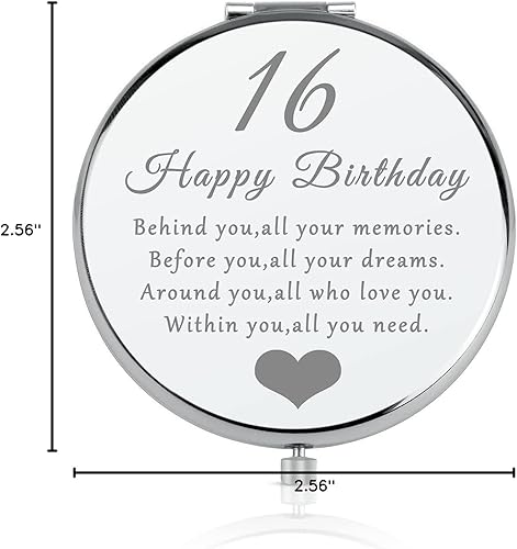 Miniatura 8 de Regalo de cumpleaños 13 para niñas, regalos de feliz 13 años para hija, nieta, hermana, sobrina, amigas, espejo compacto de oro rosa para niñas de