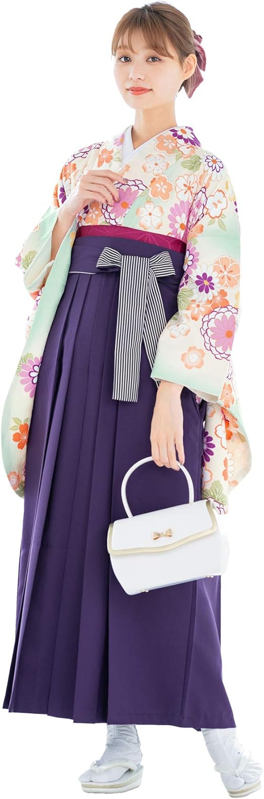 大人女性の ミントグリーン 袴セット 卒業式 着物