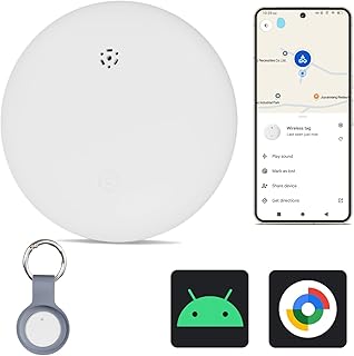 Reyke Rastreador GPS Android, Air Smart Tag compatible con Google Find My (Android Only), localizador de llaves para llaves, equipaje, funda, cartera, IP66 resistente al agua, color blanco