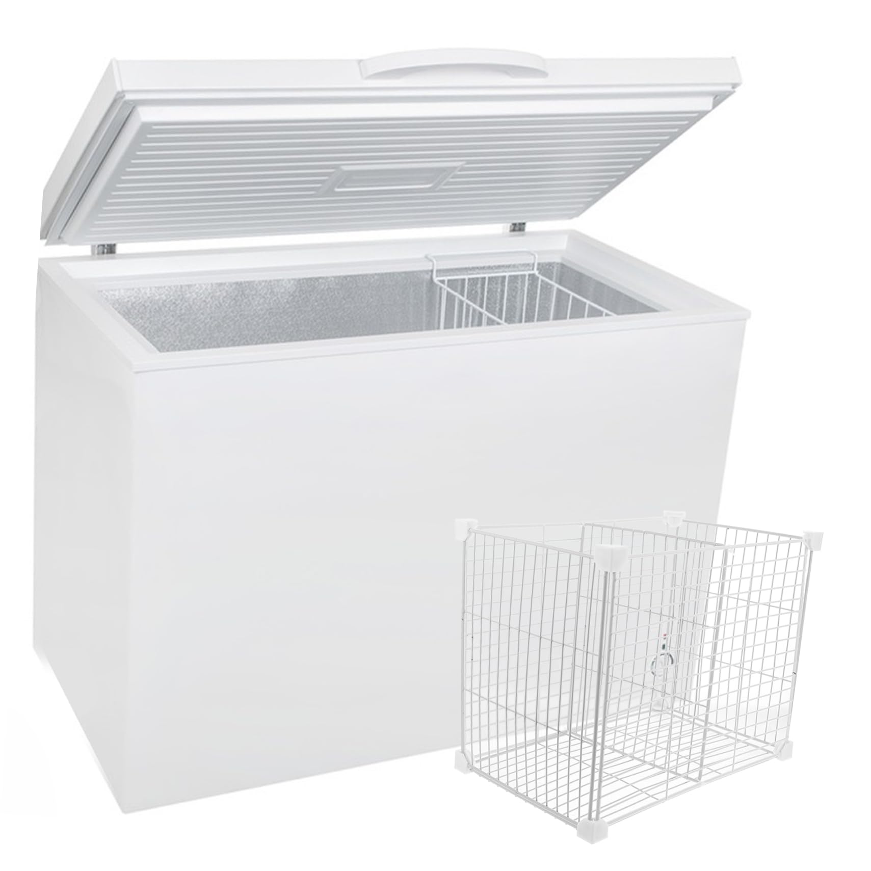 Organizador de Estantes para Congelador de Hierro Rejilla y Cesta Inferior, Divisor Interno Fácil de Instalar para Cocina y Almacenamiento de Alimentos y Frutas