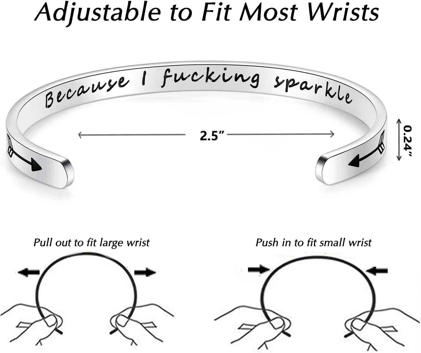 TONY & SANDY Inspirational Bracelets for Women Teen Girls Personalized Gifts for Daughter Granddaughter Mom Sister Friends Stainless Steel Engraved Cuff Birthday Easter Christmas - Image 4