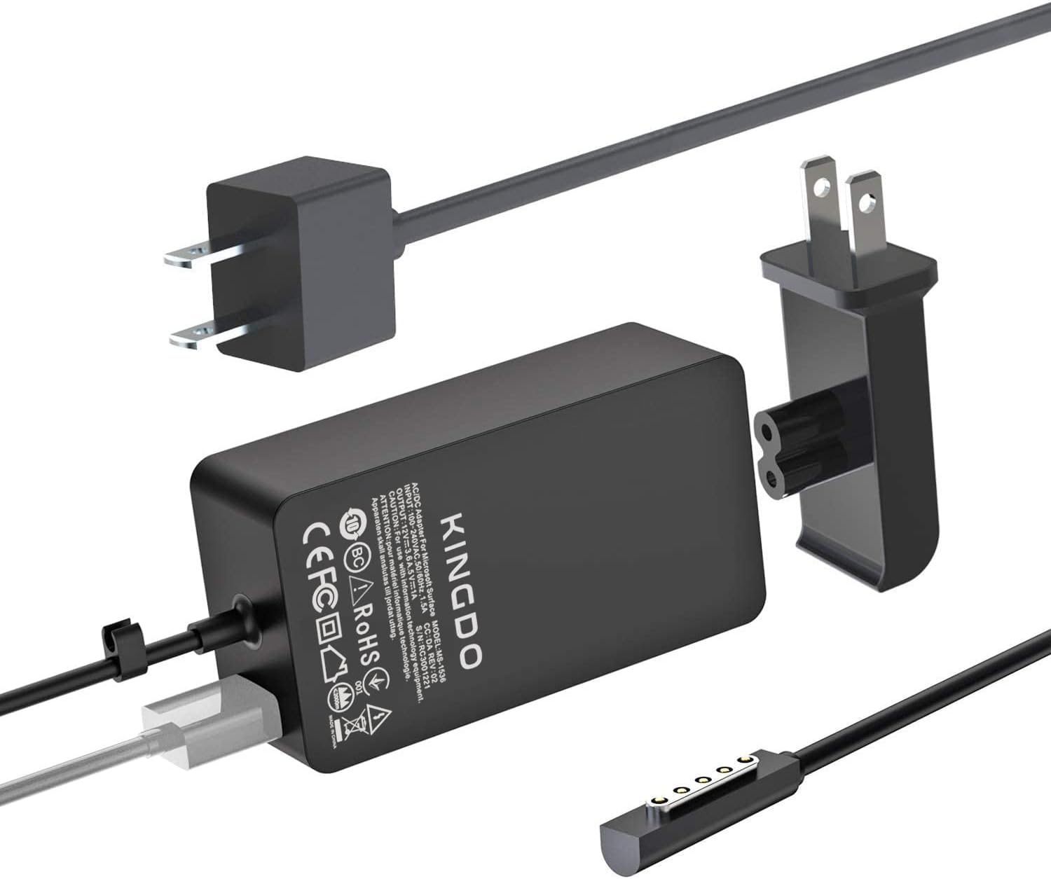 KINGDO Surface Power Supply Adapter 48W 12V 3.6A for Microsoft Surface Pro 2 Surface Pro 1 & Surface RT Tablet with 6Ft Power Cord Including a storage pouch bag