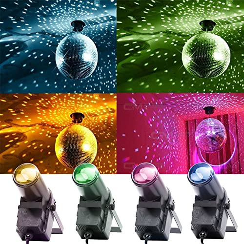 UKing 10W Projecteurs Pin Spot RGBW 4 IN 1 Lumière de Scène ,Projecteur pour Boule à Facettes avec DMX512, Lampe de Scene Clarté zoomable pour Disco Club Church Soirée