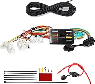 MECMO 4 Way Flat Trailer Wiring Harness for 2015-2022 Toyota Sienna Excluding SE, T-Connector w/Powered Taillight Converter, Plug-in Simple Vehicle-Side 4-Pole Flat Trailer Hitch Wiring
