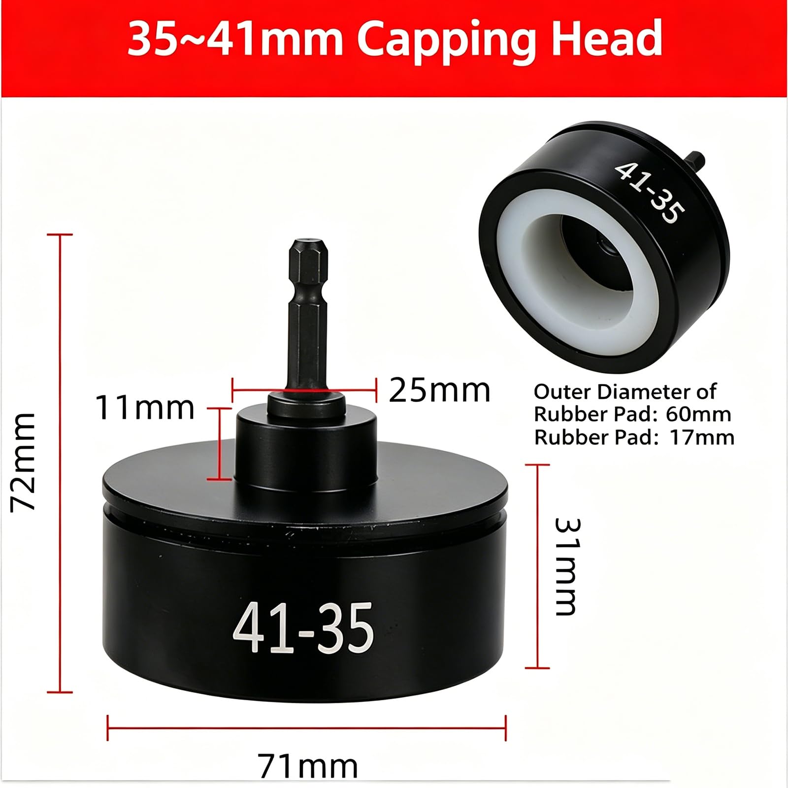 Cabezal taponador de botella para taladro inalámbrico, metal duradero con almohadilla de goma, se adapta a tapas de diámetro exterior de 10 mm a 100 mm, diseño de vástago hexagonal para un uso fácil