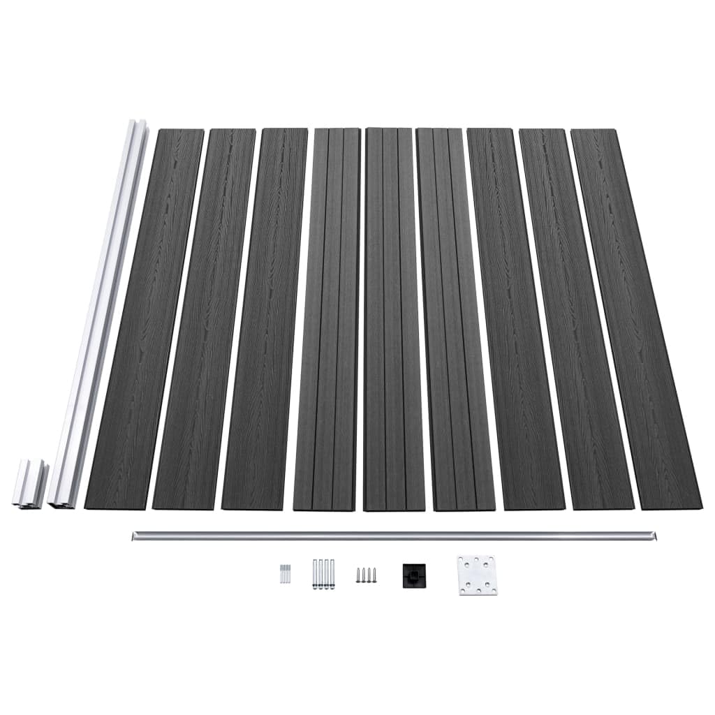 Zaunelement Set WPC Sichtschutzzaun Windschutzzaun Lamellenzaun Windschutz Sichtschutz Zaun Element Terrasse Garten 526x186 cm Schwarz