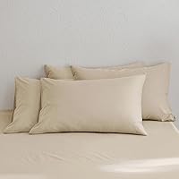 Vista 33 de MooMee Juego de 2 fundas de almohada 100% algodón lavado con textura parecida al lino, transpirable, duradera, suave y cómoda