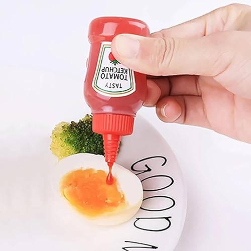 Miniatura 2 de 4 pares de mini botellas de ketchup Stransparent para accesorios de caja Bento, 0.8 onzas líquidas, botellas vacías de salsa de tomate para aderezo