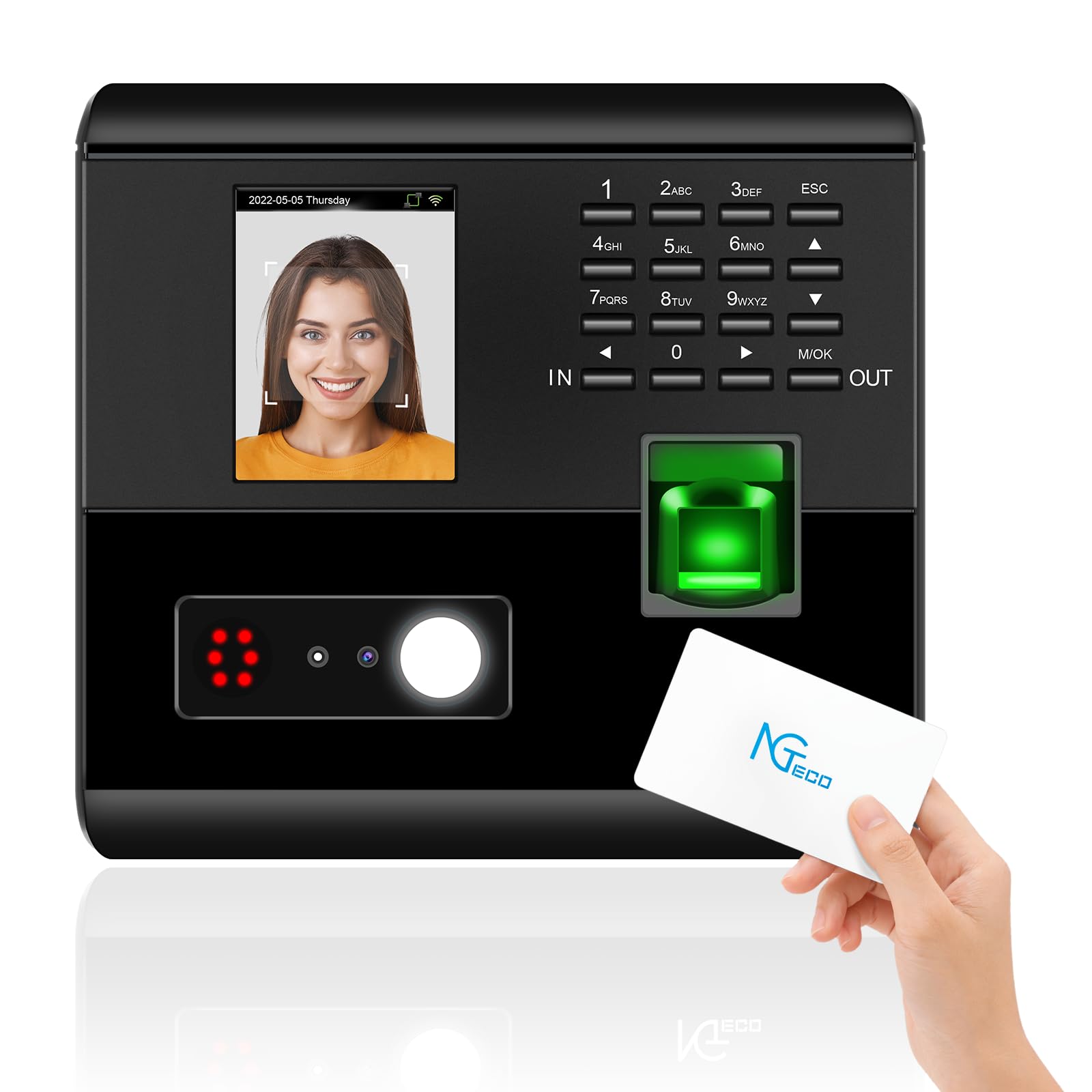 NGTeco MB1 Zeiterfassungsgerät mit 15 RFID-Karten