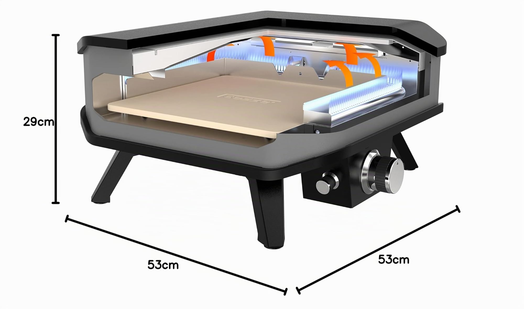 Cozze Forno per Pizza da Esterno con Pietra Cordierite, Pizze Ø34 cm, Termometro Integrato, Gas