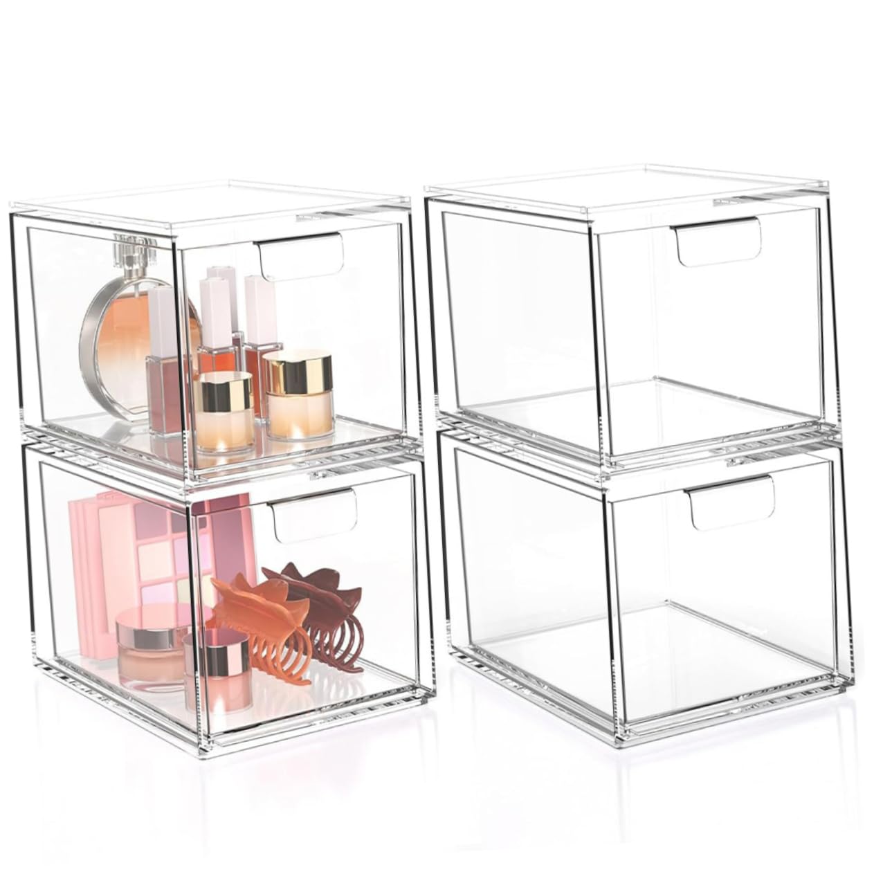 Organizador de Cajones de Maquillaje 2 Piezas Plástico Transparente