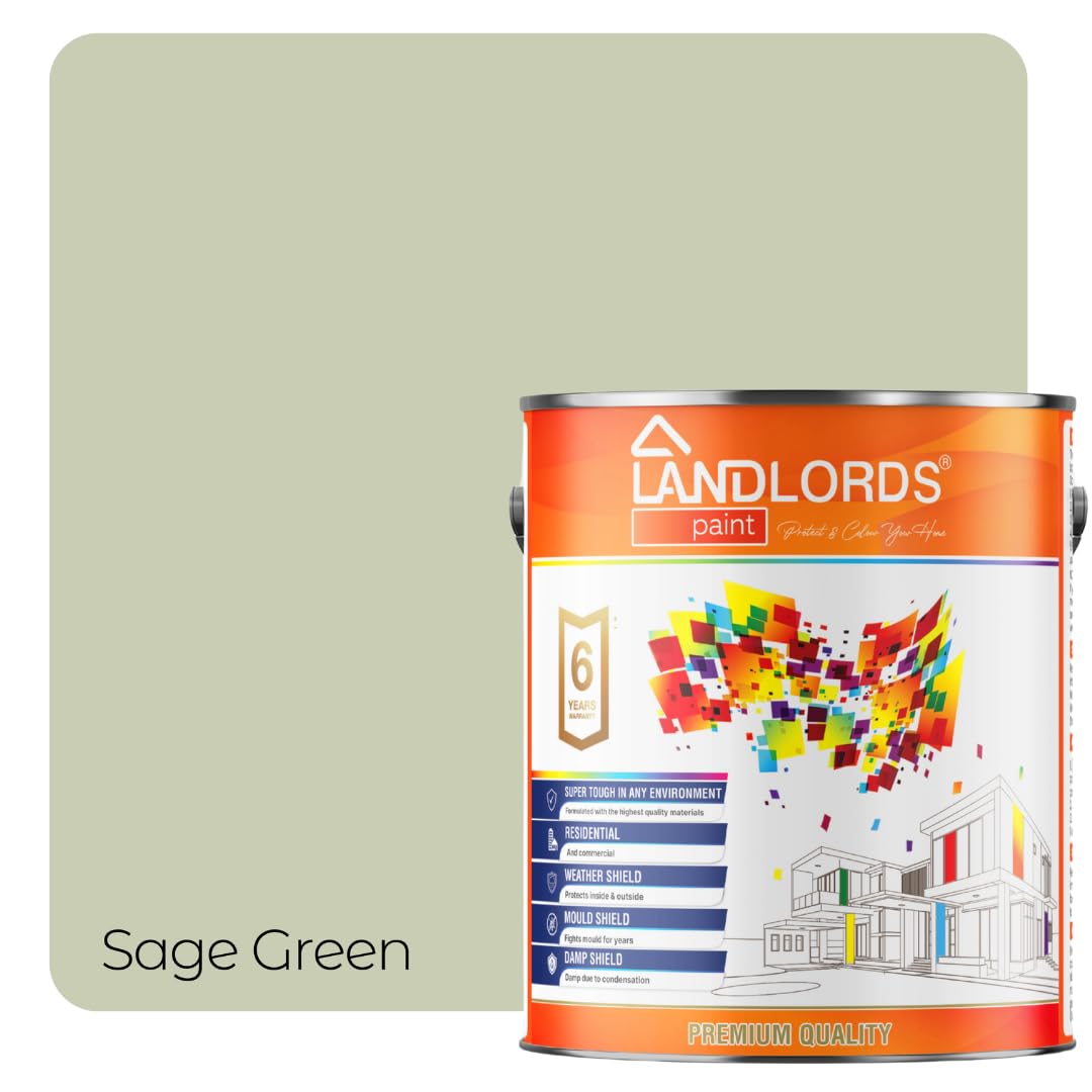 Landlords Weather Shield Sage Green Smooth Masonry Paint | 5L in 30+ Colours | Storm Proof, Scrub Resistance | Weatherproof Technology Designed with Acrylic Resin for Ultimate Protection