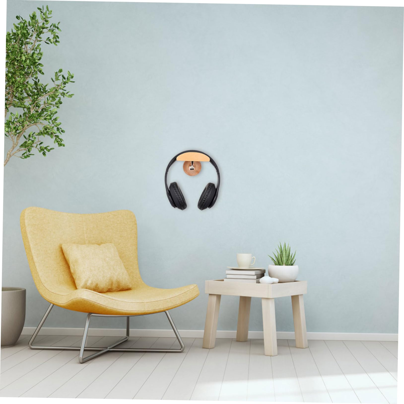 UKCOCO 2juegos Soporte De Auriculares De Pared Soporte De Madera Natural Para Auriculares Estante Duradero y Fácil De Instalar Diseño Daño La Pared