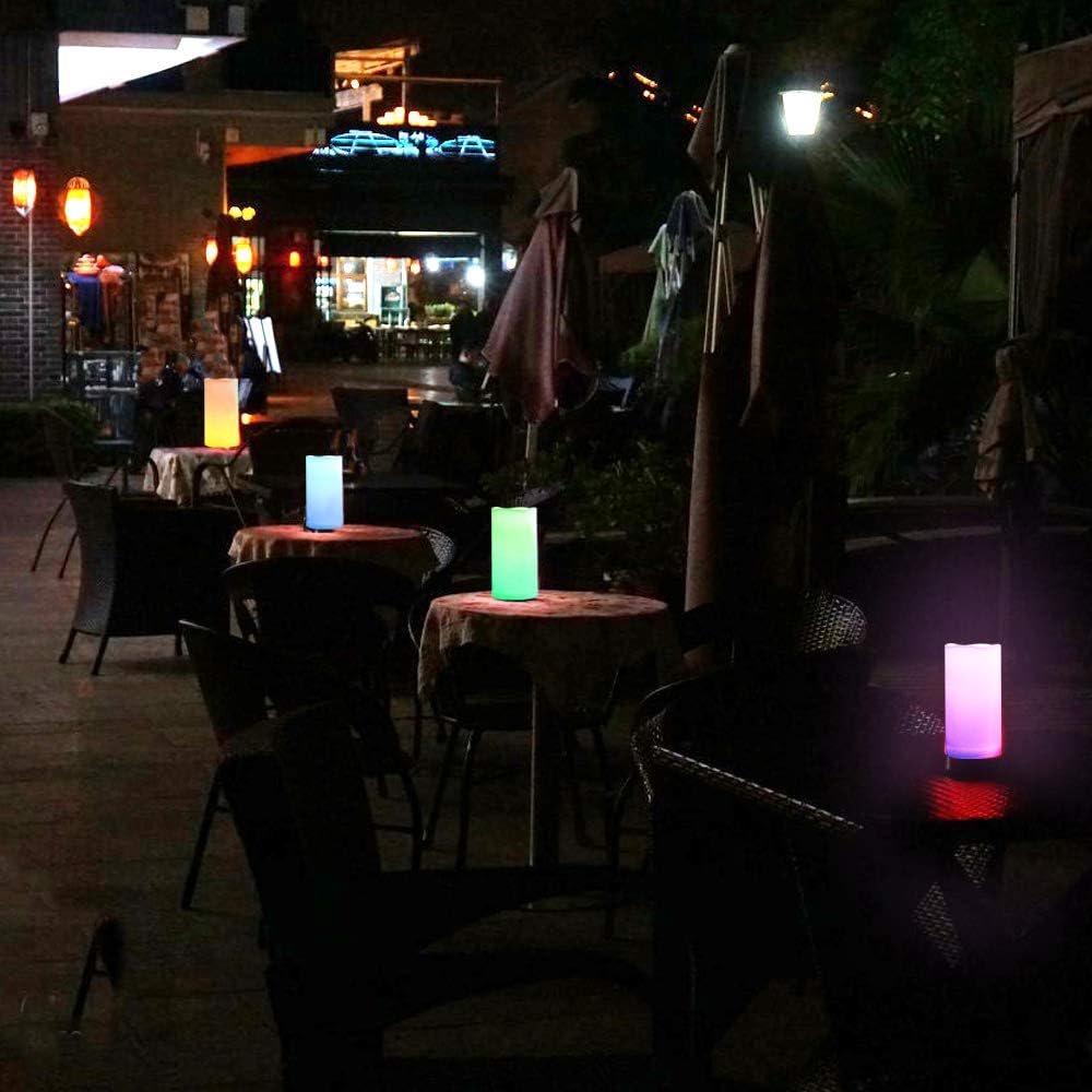 salipt LED Multi Colored Flameless Candles, LED Flickering Candles Set of 6 (H 6" xD 3") Battery Operated Candles,Waterproof Flameless Candles, Resin Plastic, Indoor Outdoor Use for Gifts