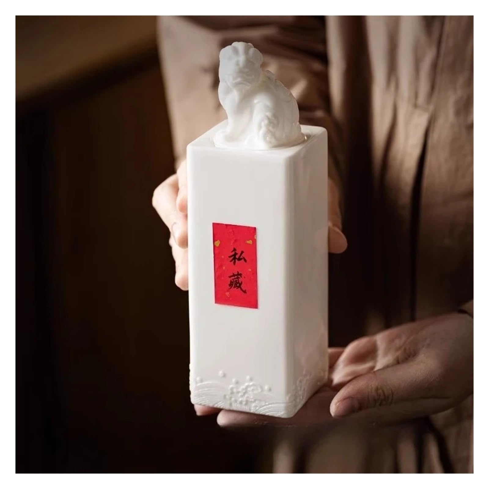 Generico Barattolo da tè singolo sigillato in ceramica for la casa | Trama di giada grassa di pecora, coperchio ermetico, conservazione di alimenti secchi, contenitore multiuso(Small A)