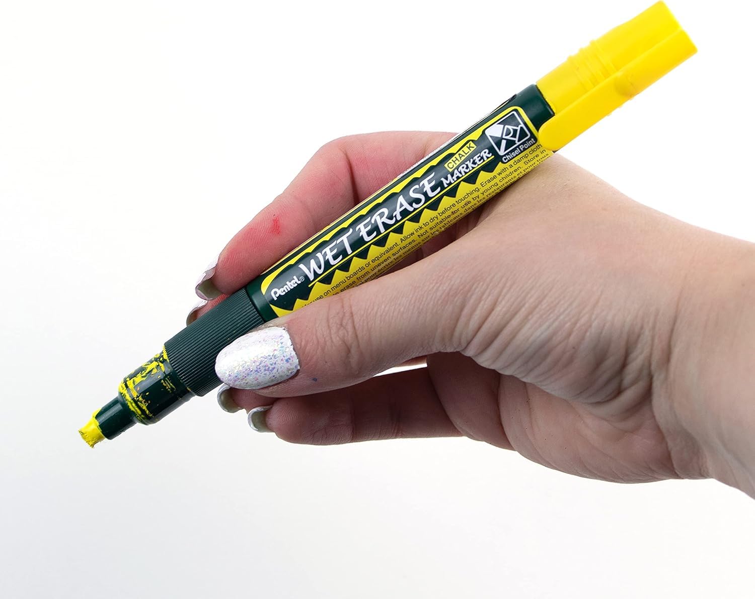 Pentel SMW26-GO Wet Erase Marker, Kreidemarker, Feucht abwischbar, Keilspitze, 12 Stück, Gelb