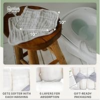 Vista 4 de Parker - Paquete de 6 paños de muselina 100% algodón, suaves, absorbentes y naturales, color blanco