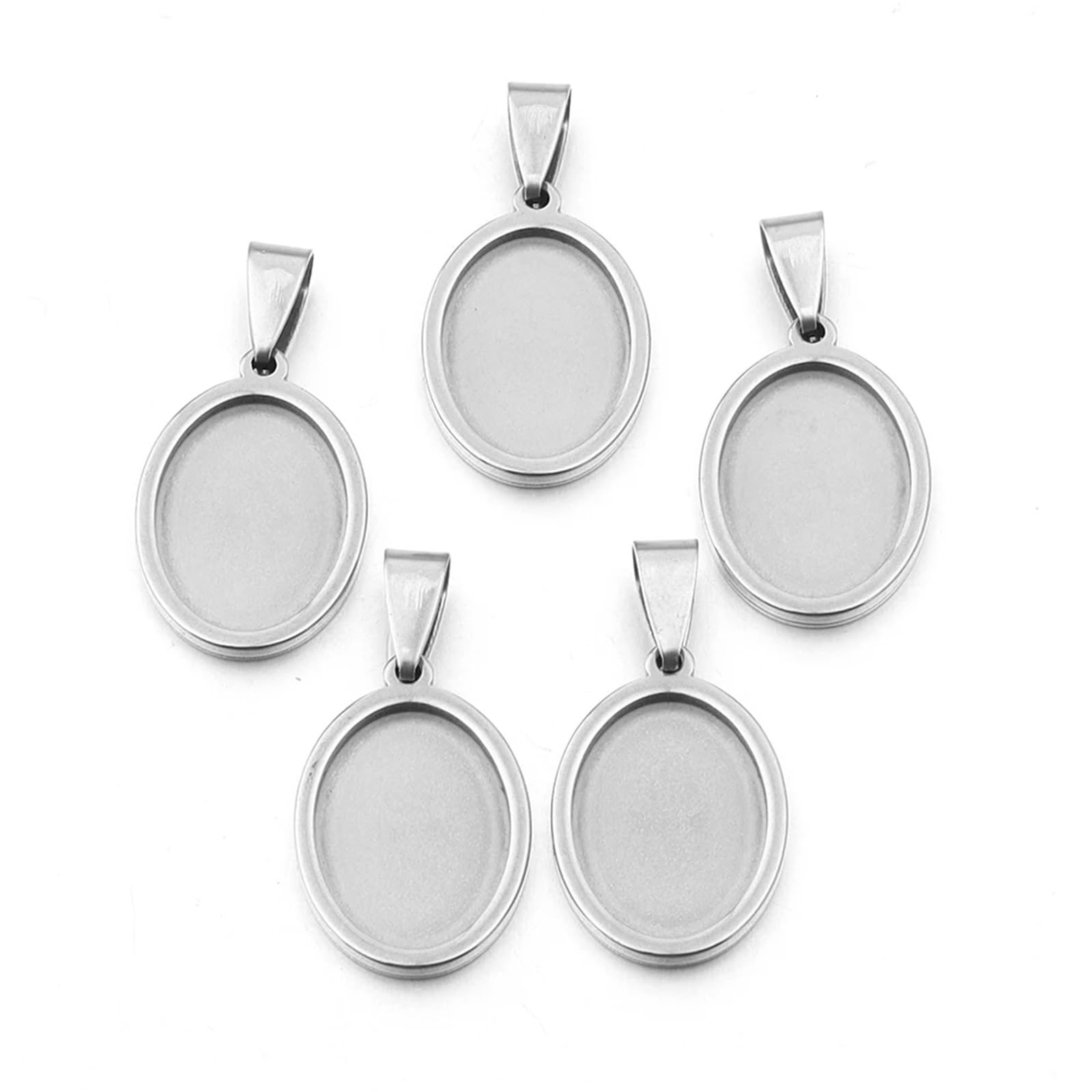 IULGFSC Pendant tray， Oval Stainless Steel Pendant Trays(Steel 13x18mm)