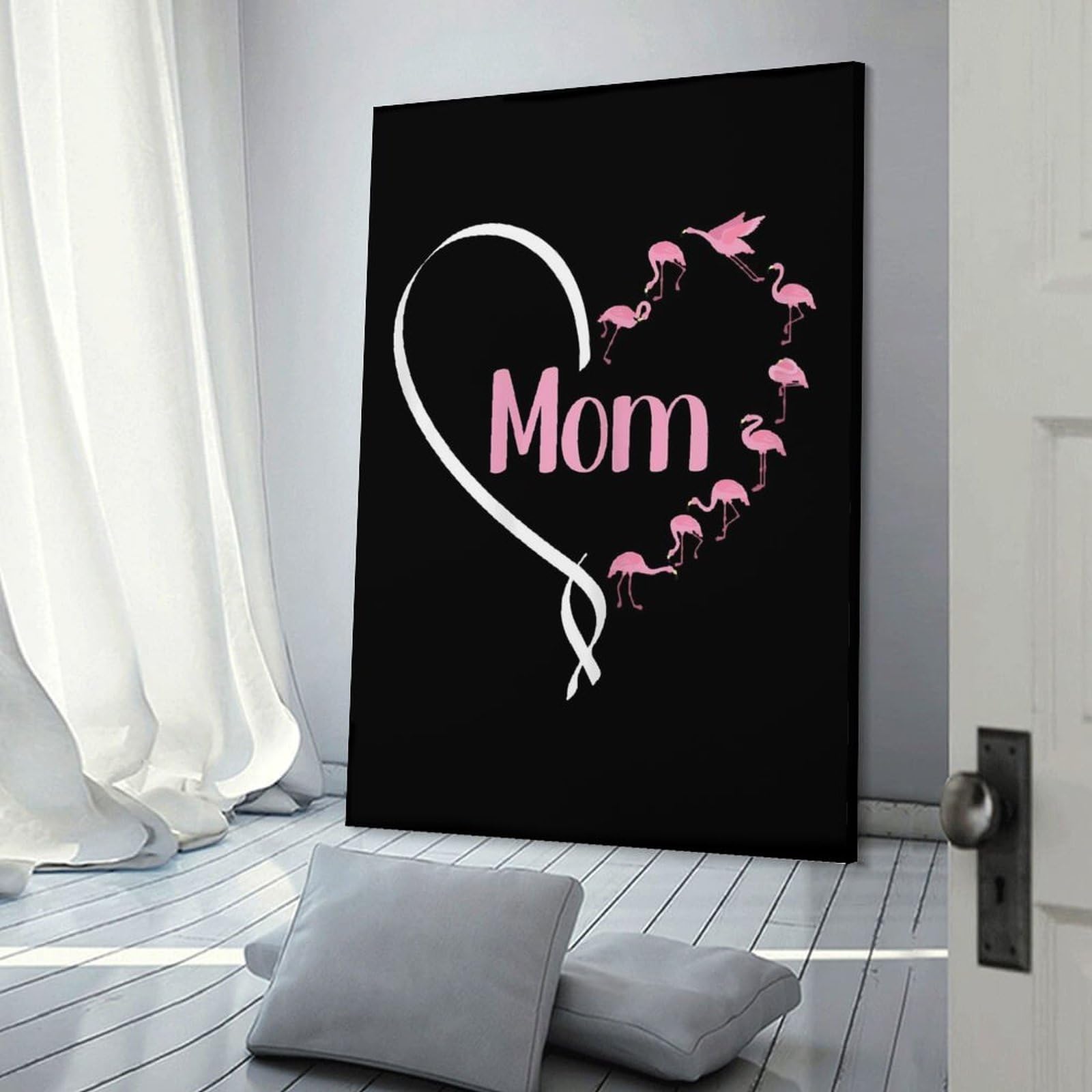 Junmoney Mom Cute Flamingo Home Decor Wall Art, 20x30inch(50x75cm), for Lounge, Bedroom Or Personal Spaces, Gift Idea for Housewarming And Birthdays